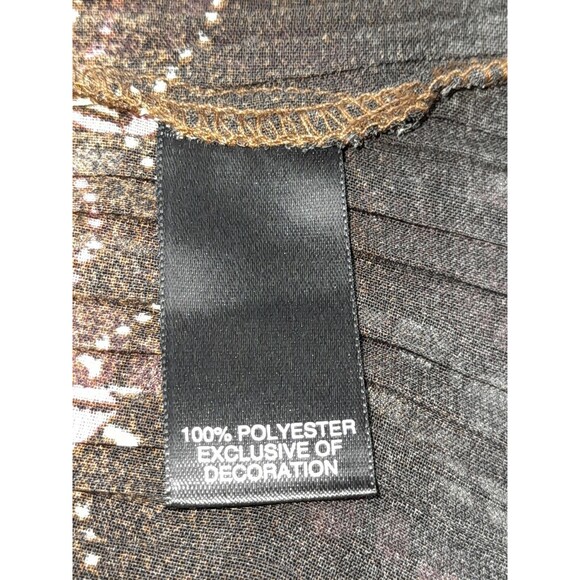 Avenue French Crinkle Pleated Button Blouse 14/16 Brown Sequins pink floral - Picture 10 of 11